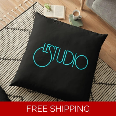 Floor Pillow Case Le Studio Aqua Blue Logo